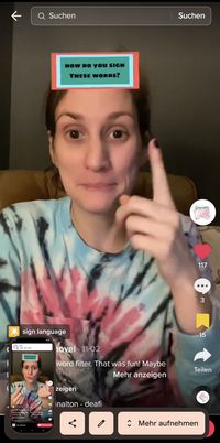 TikTok Nutzerin nutzt den Filter "Wie gebärdet man .. "
