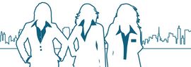 Silhouette von Frauen, blau gezeichnet