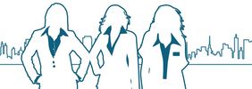 Silhouette von Frauen, blau gezeichnet