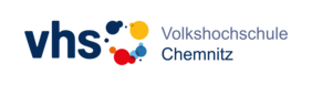 Logo VHS Chemnitz mit Schriftzug und bunten Punkten