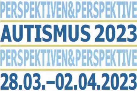 Das Logo der Autismuswoche Chemnitz. In blauer Schrift auf weißen Hintergrund steht "Themenwoche Perspektiven & Perspektive Autismus 2023, 28.03 - 02.04.2023