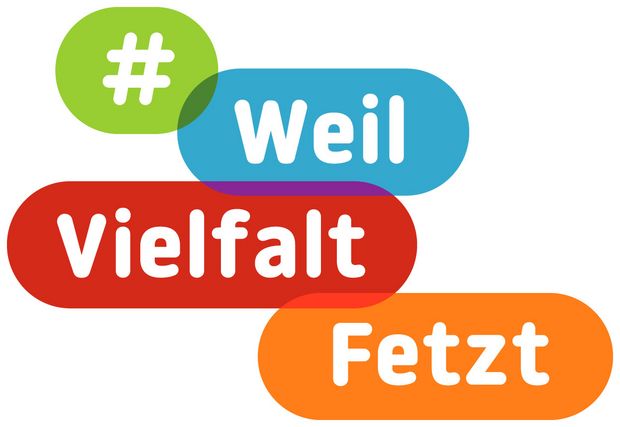Logo der #WeilVielfaltFetzt - eine Wanderausstellung